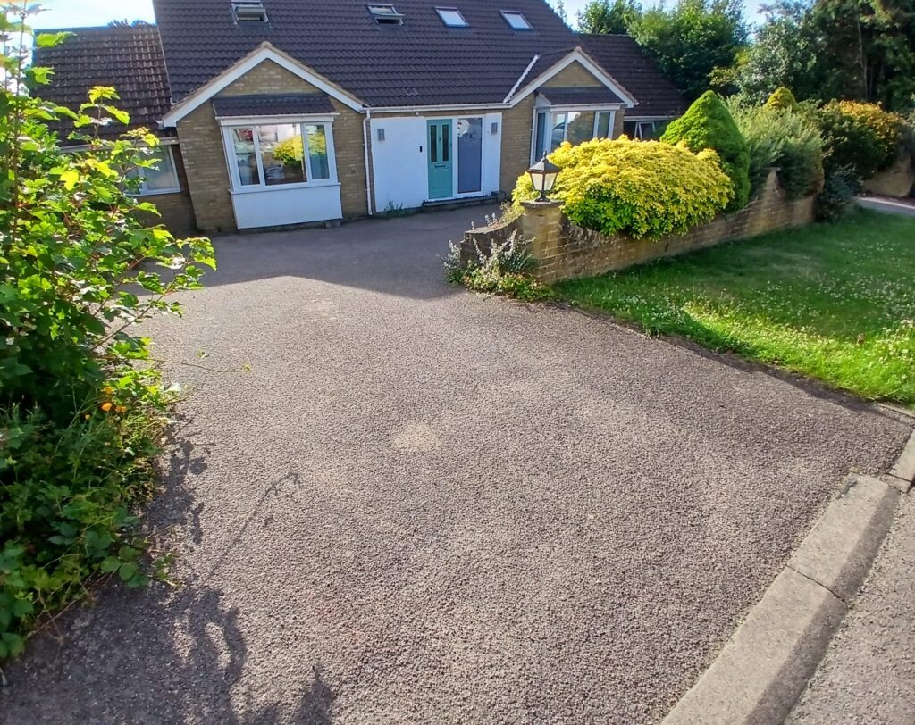 The old, worn driveway in Knebworth before the transformation